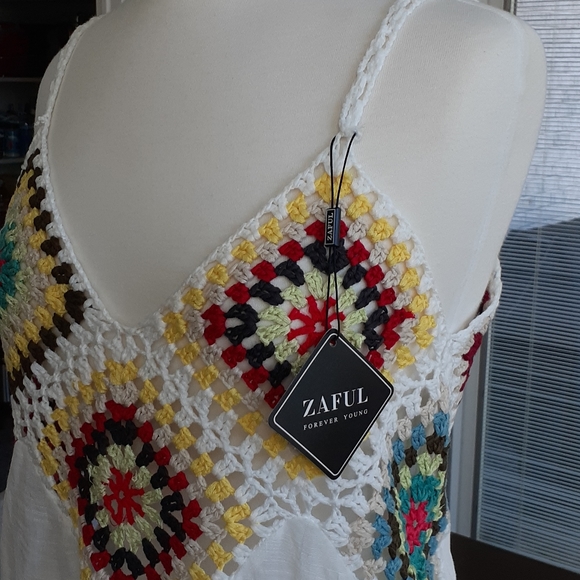 Zaful White Gauze Sundress/Swim Cover Up One Size - Picture 5 of 12